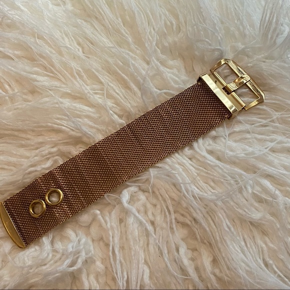 VINTAGE ERICKSON BEAMON BRACELET WIDE GOLD TONE MESH BELT BUCKLE LOOK 7” - 7.5” - Picture 1 of 16
